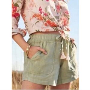 Spartina 449 Harbor View Linen Pull On Drawstring Shorts‎ Sz Large Sage Green 3